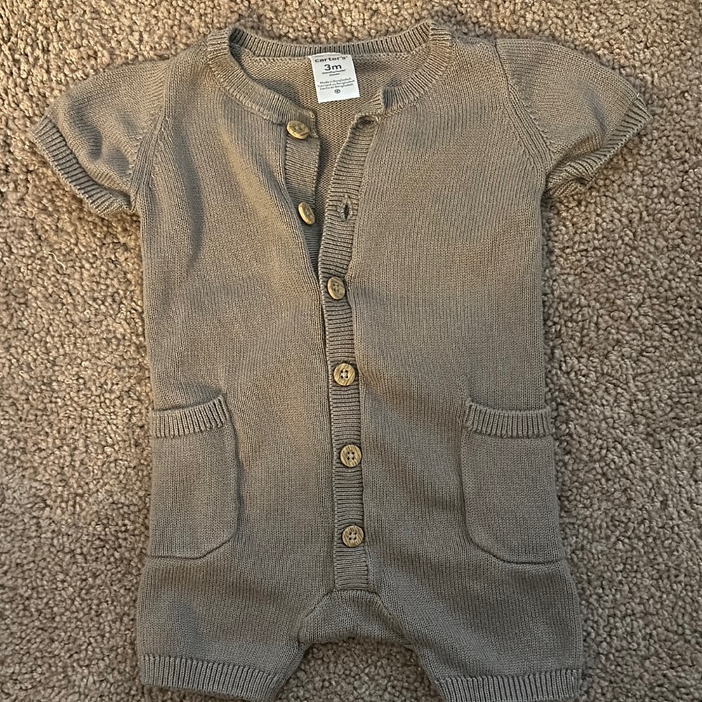 Carter's Tan Knit Bodysuit with Short Sleeves